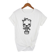 Load image into Gallery viewer, Newest 2018 Funny kawaii GROOT MARVEL 100% Cotton T-shirt Women's Fashion Short Sleeve Tee Shirts Hipster O-neck Popular T Shirt