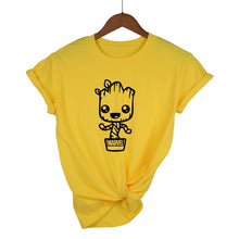 Load image into Gallery viewer, Newest 2018 Funny kawaii GROOT MARVEL 100% Cotton T-shirt Women's Fashion Short Sleeve Tee Shirts Hipster O-neck Popular T Shirt