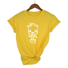 Load image into Gallery viewer, Newest 2018 Funny kawaii GROOT MARVEL 100% Cotton T-shirt Women's Fashion Short Sleeve Tee Shirts Hipster O-neck Popular T Shirt