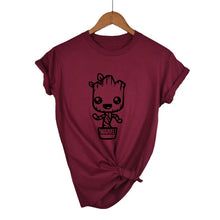 Load image into Gallery viewer, Newest 2018 Funny kawaii GROOT MARVEL 100% Cotton T-shirt Women's Fashion Short Sleeve Tee Shirts Hipster O-neck Popular T Shirt