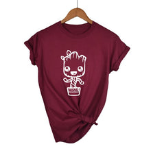 Load image into Gallery viewer, Newest 2018 Funny kawaii GROOT MARVEL 100% Cotton T-shirt Women's Fashion Short Sleeve Tee Shirts Hipster O-neck Popular T Shirt