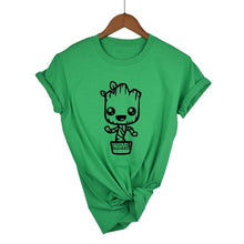 Load image into Gallery viewer, Newest 2018 Funny kawaii GROOT MARVEL 100% Cotton T-shirt Women's Fashion Short Sleeve Tee Shirts Hipster O-neck Popular T Shirt